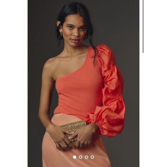 Anthropologie Sunday in Brooklyn One Shoulder Top Medium NWT Orange - Picture 1 of 12